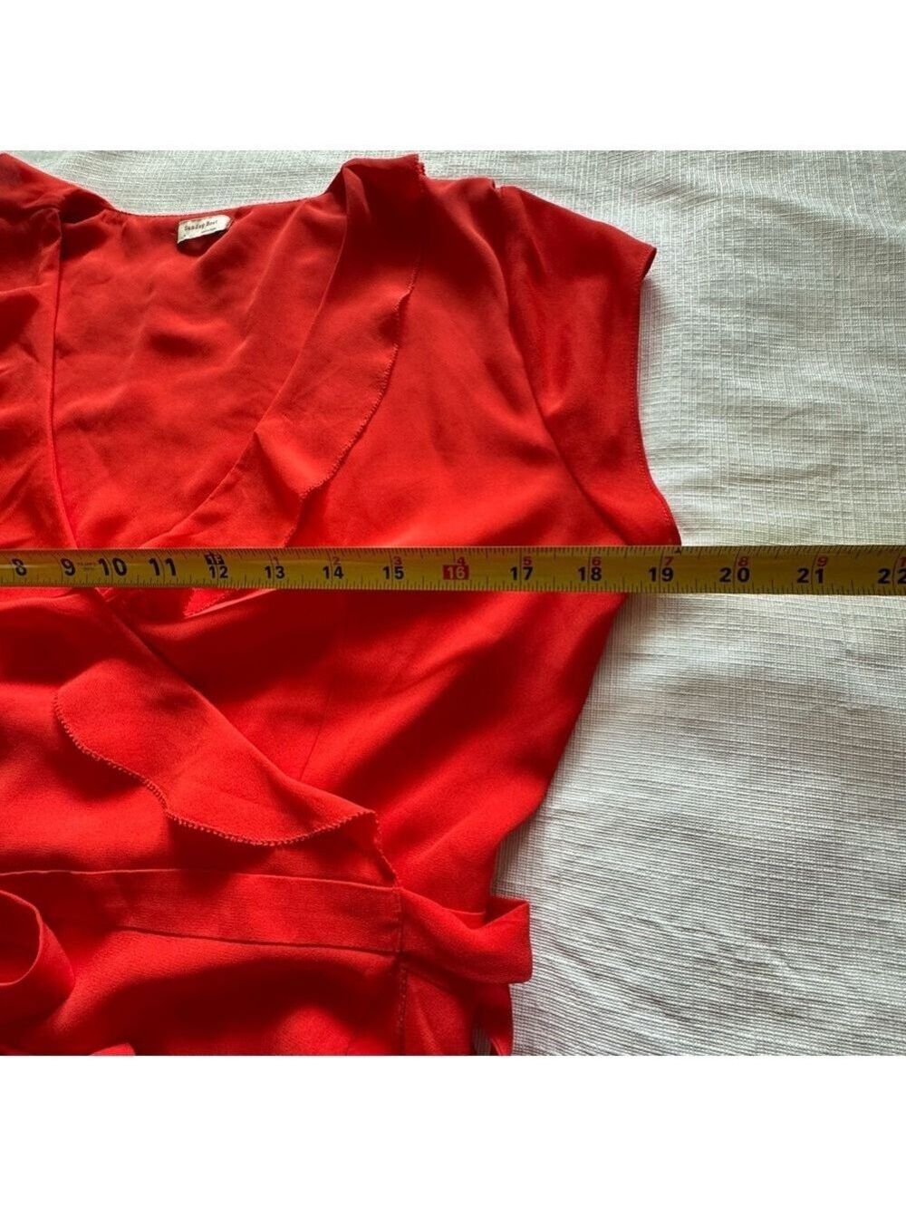 Sunday Best Red Ruffled Wrap Sundress. size 4 - Picture 7 of 7